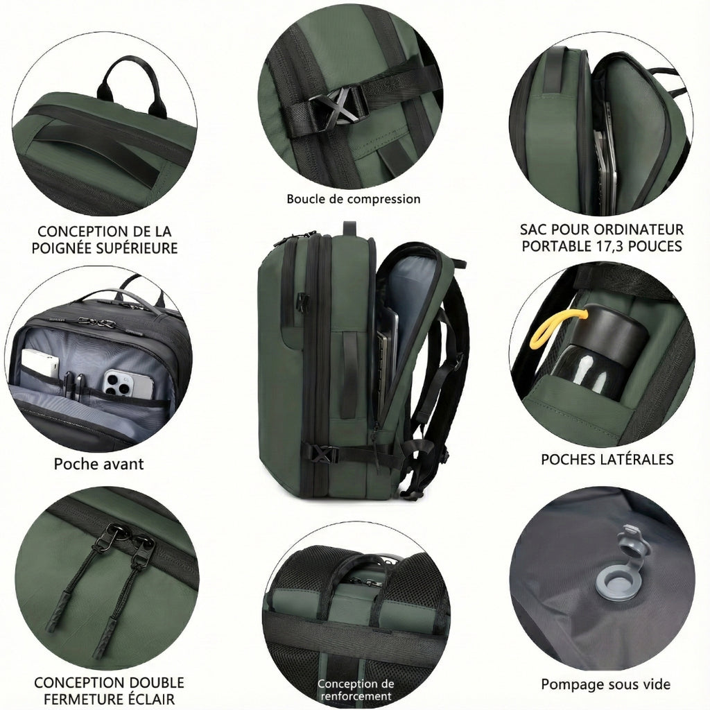 Sac à dos cabine – Compression sous vide intégrée