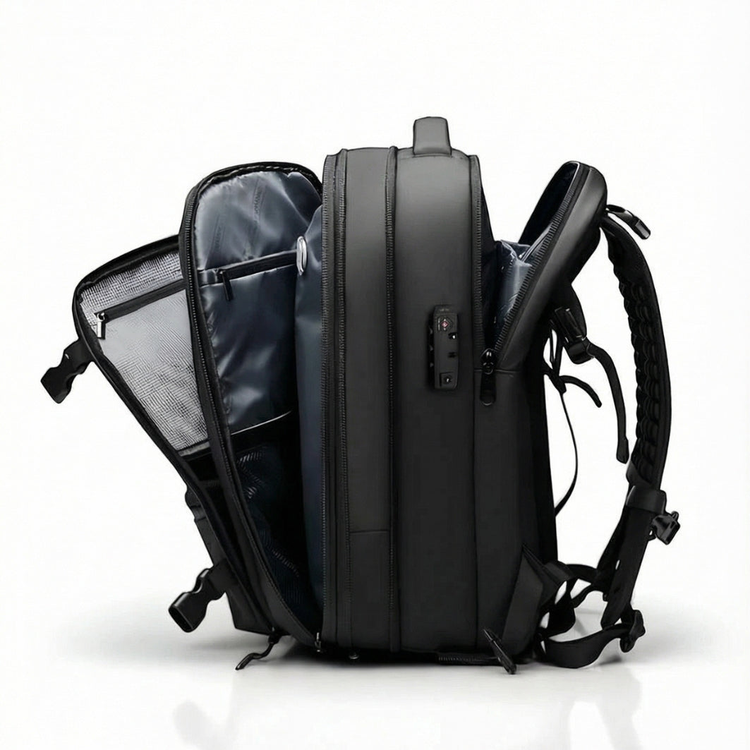 Sac à dos cabine extensible 30→60L – Compression sous vide intégrée